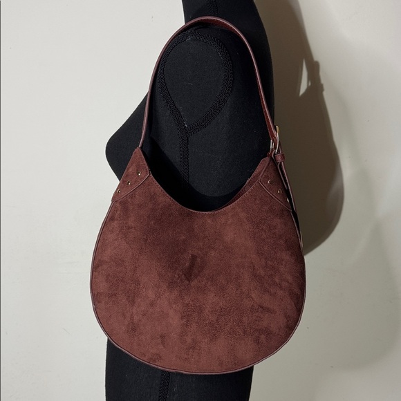 Universal Thread Suede Crescent Shoulder Bag Brown Moon Hobo Minimalist Y2K Vibe - Picture 3 of 7